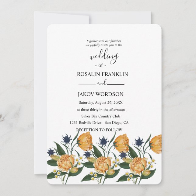 watercolor floral wedding Invitation (Devant)