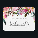 Watercolor Floral Will you be my bridesmaid Magnet<br><div class="desc">Ask your friends and family to be a part of your wedding with this floral "Will You Be Be My Bridesmaid" magnet featuring watercolor illustrations and calligraphy script.</div>