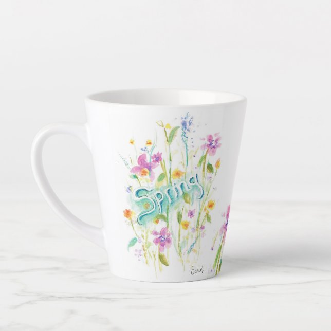Watercolor Flower Coffee tea China Mug Cup (Gauche)