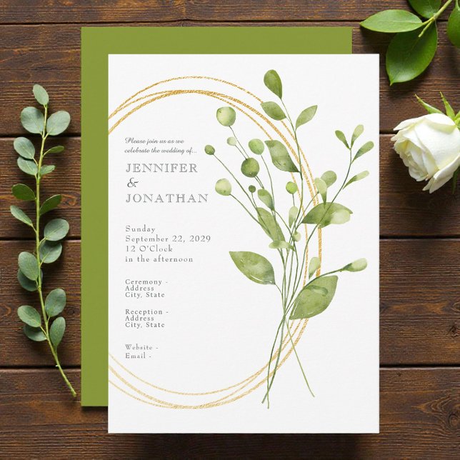 Watercolor Flower Floral Green Wedding Invitation (Créateur téléchargé)