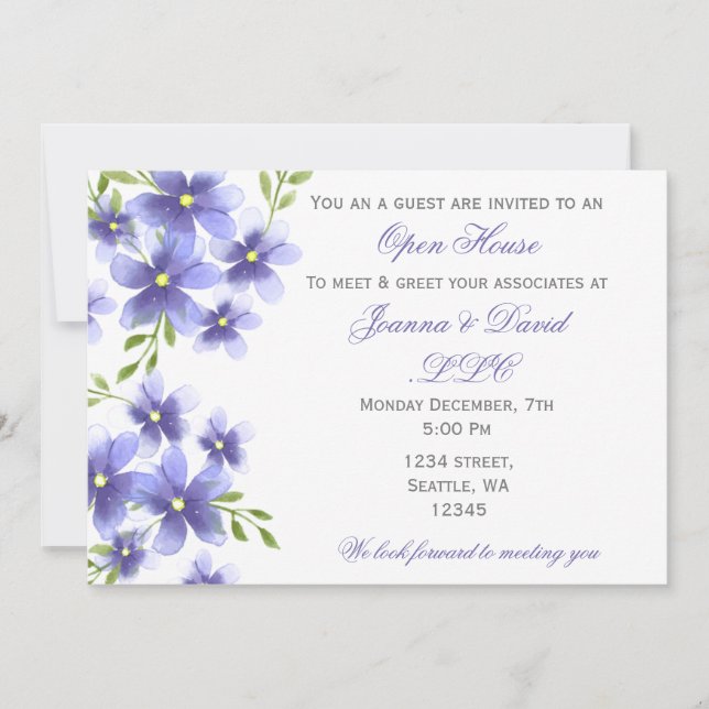 Watercolor Flowers Invitation de la fête d'entrepr (Devant)
