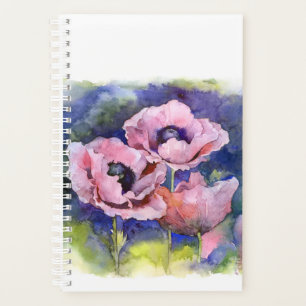 Watercolor flowers pink poppy illustration flowers