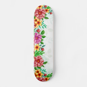 Watercolor Flowers Skateboard