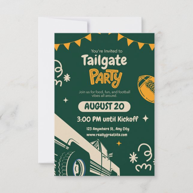 Watercolor Football Birthday Invitation Boys Sport (Devant)