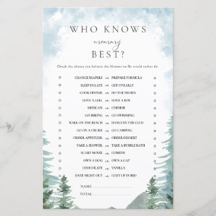 Watercolor Forest Baby shower Mommy Game