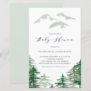 Watercolor Forest Woodland Baby shower Invitation