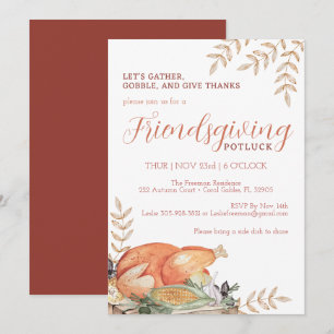 Watercolor Friendsgiving Potluck Diner Invitation