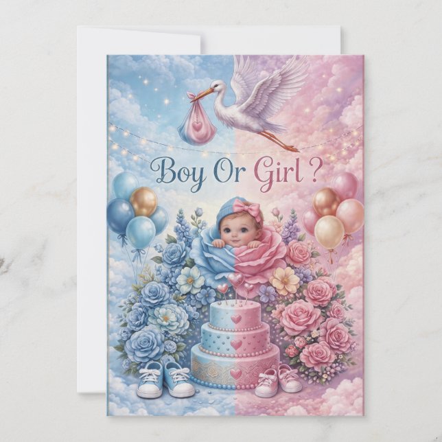 Watercolor Gender Reveal Invitation (Devant)