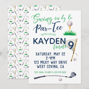 Watercolor Golf Invitation d'anniversaire