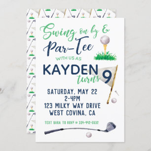 Watercolor Golf Invitation d'anniversaire