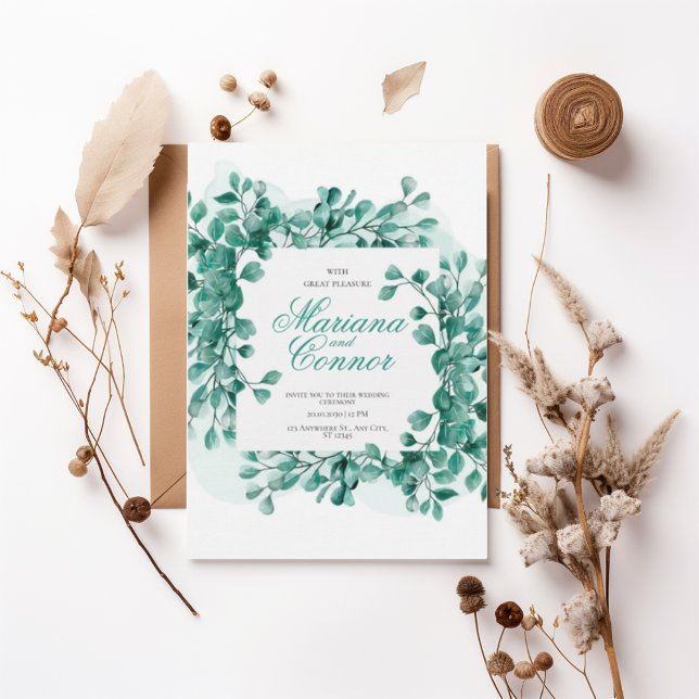 Watercolor Greenery Botanical Wedding Invitation (Créateur téléchargé)