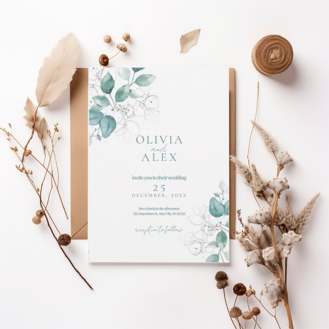 Watercolor Greenery Wedding Invitation (Créateur téléchargé)