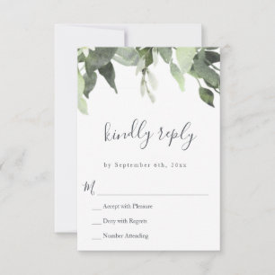 Watercolor Greenery Wedding RSVP Response Cartes