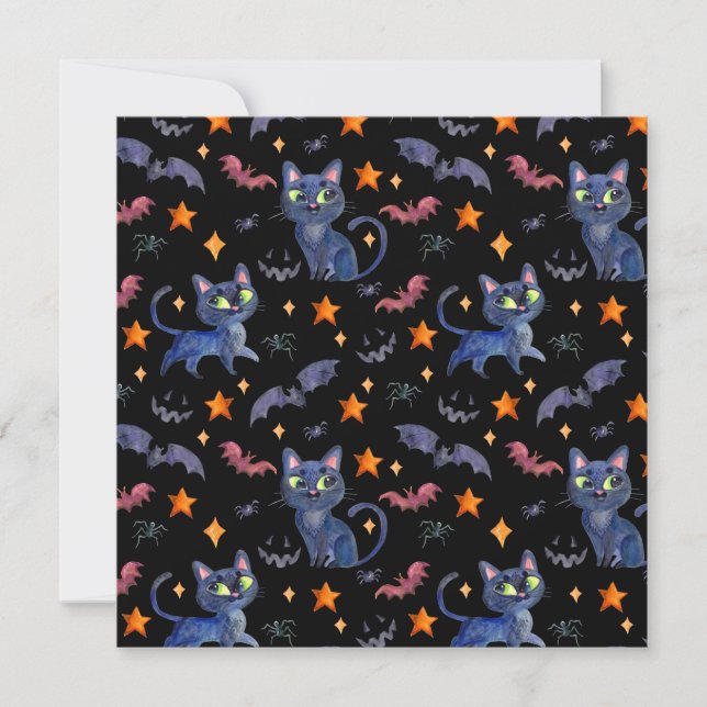 Watercolor Halloween illustration with black cats  (Devant)
