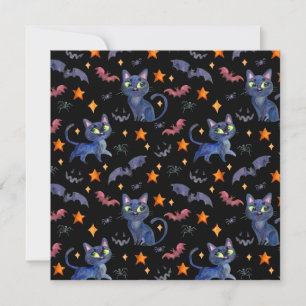 Watercolor Halloween illustration with black cats