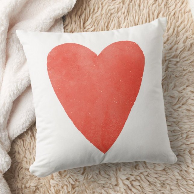Watercolor Heart Valentine Coussin - Rouge (Créateur téléchargé)