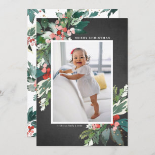 Watercolor Hollies Chalkboard Joyeux Noël