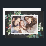 Watercolor Hollies Chalkboard Photo de Noël<br><div class="desc">Envoyez vos voeux de Noël à vos proches cette saison avec cette carte plat de photos de Noël horizontale rustique. Il présente des creux d'aquarelle, des accents faux feuille d'or, assortis motif de fête, arrière - plan faux tableau et typographie moderne. Les textes sont entièrement modifiables. Personnalisez cette carte photo...</div>