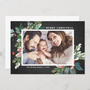 Watercolor Hollies Chalkboard Photo de Noël