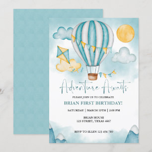 Watercolor Hot Air Balloon Invitation Anniversaire