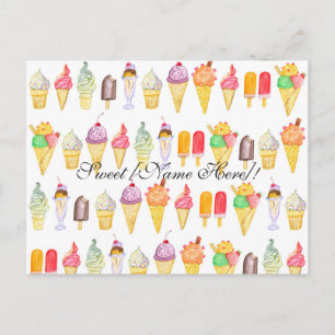 Watercolor Ice Cream - Carte postale