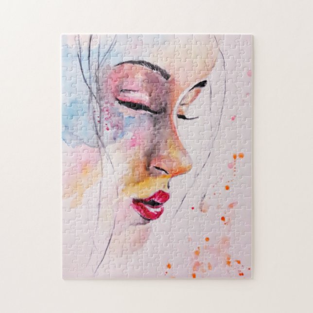 Watercolor Jigsaw Puzzle Girl Rêves colorés (Vertical)