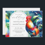 Watercolor Key West Florida Wedding Invitations<br><div class="desc">Préparez-vous à votre mariage de destination dynamique avec nos invitations de mariage Key West audacieuses et uniques ! Ces invitations tropicaux multicolores et maximalistes présentent un charmant coq d'aquarelle dans des tons rouges et bleus vifs, entouré d'une bordure luxuriante de feuilles de palmiers dans des tons bleu et vert apaisants....</div>