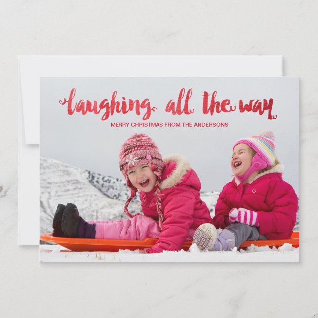 Watercolor Laughing All Way Carte photo (Devant)