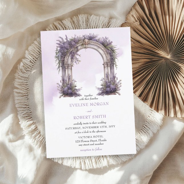 Watercolor lavender arch wedding invitation (Watercolor lavender arch wedding invitation)