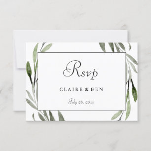 Watercolor Leaf Wreath Bordure Mariage RSVP