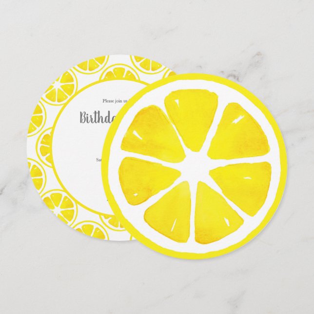 Watercolor Lemon Slice et Motif Invitation (Devant / Derrière)