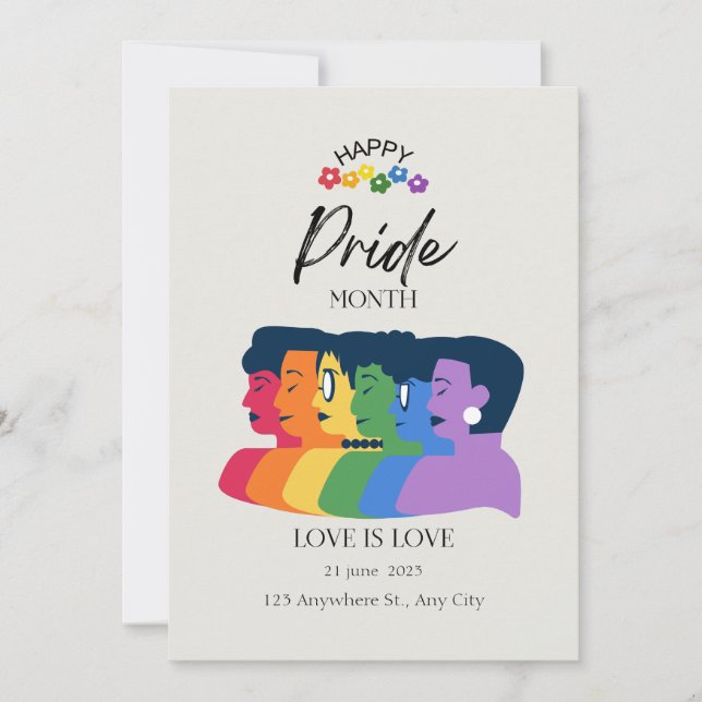 Watercolor LGBTQ PRIDE Mois Fête Invitation (Devant)