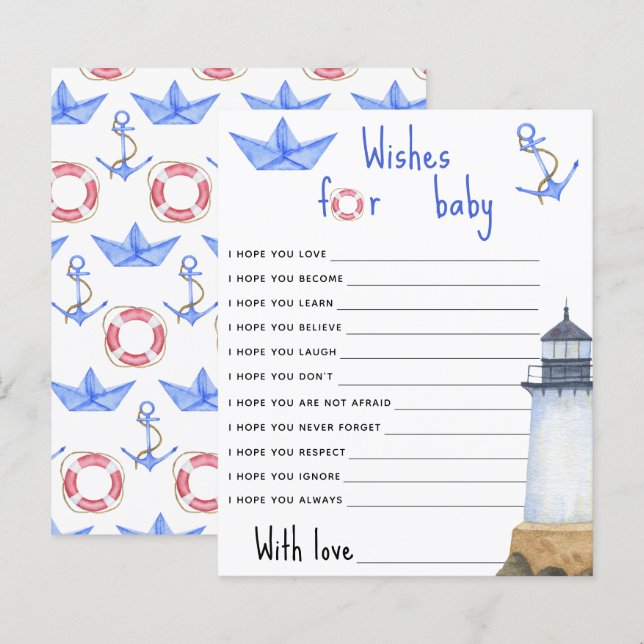 Watercolor Lighthouse - Wishes for baby (Devant / Derrière)