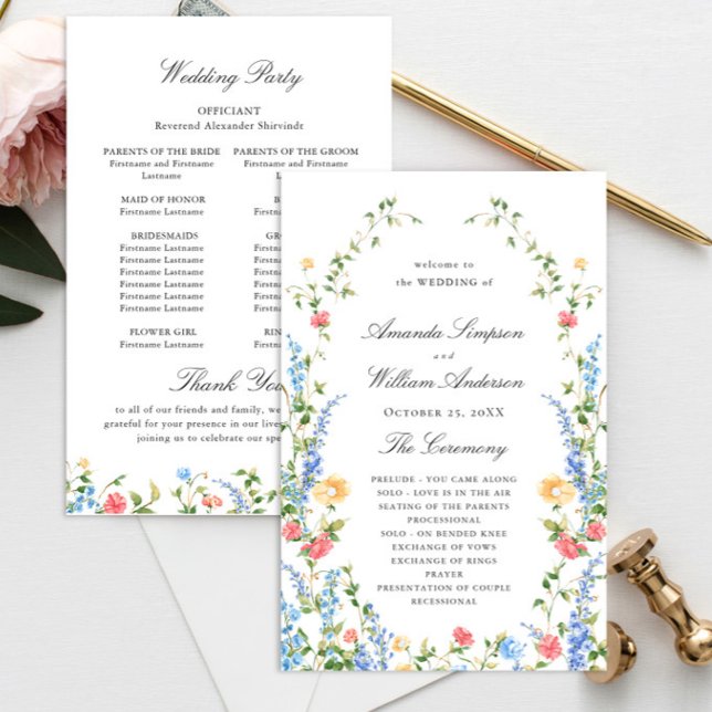 Watercolor Meadow Fleur sauvage Boho Wedding Progr (Créateur téléchargé)