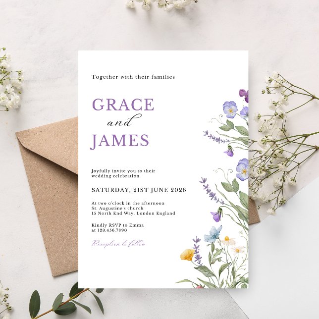 Watercolor Meadow Floral Wedding Invitation (Créateur téléchargé)