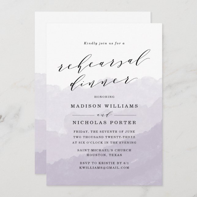 Watercolor Mist | Rehearsal Dinner Invitation (Devant / Derrière)