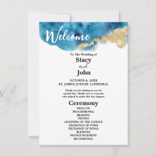 Watercolor moderne Ocean Island Wedding Programme