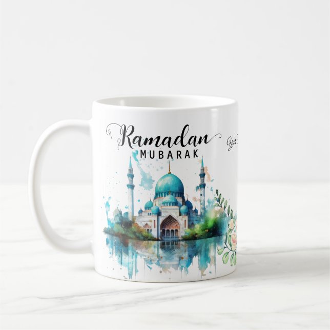 Watercolor mosque Ramadan mubarak Mug (Gauche)