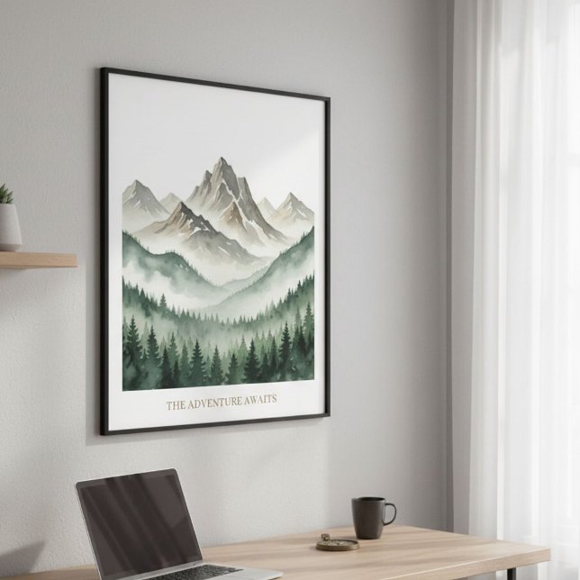 Watercolor Mountain Forest Poster  (Créateur téléchargé)