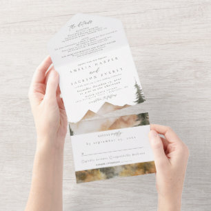 Watercolor Mountain Mariage tout en une invitation