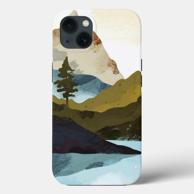 Watercolor Mountain Paysage iPhone / coque ipad (Verso)