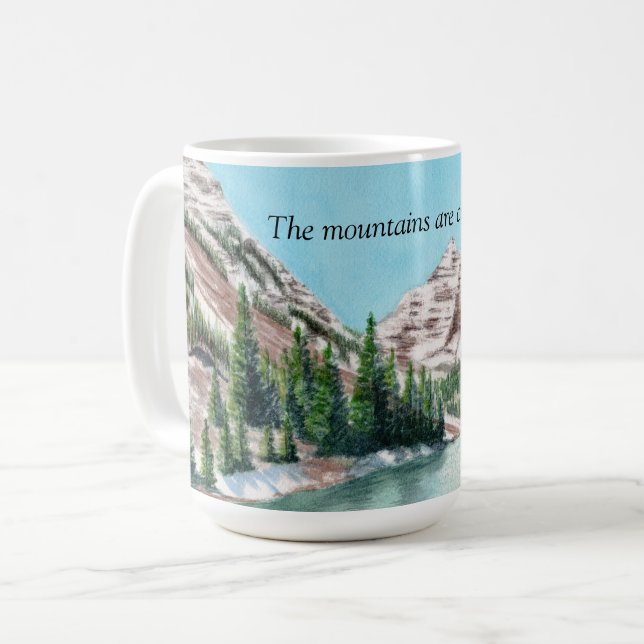 Watercolor mountains, Colorado coffee mug 11 oz (Devant gauche)