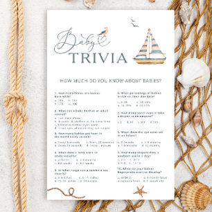 Watercolor Nautical Sailboat Baby Trivia Jeu