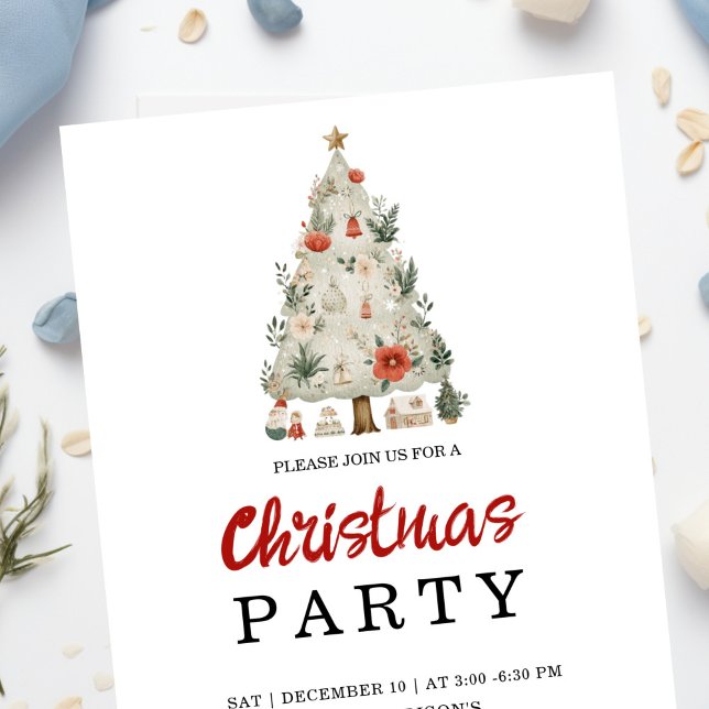 Watercolor Neutral Boho Holiday Party Invitation (Créateur téléchargé)
