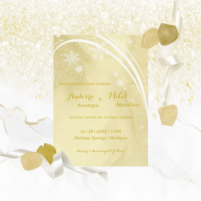 Watercolor Noelle Gold Wedding Invitations (Créateur téléchargé)