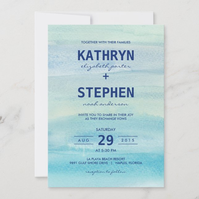 Watercolor Ocean Wedding Invitations (Devant)
