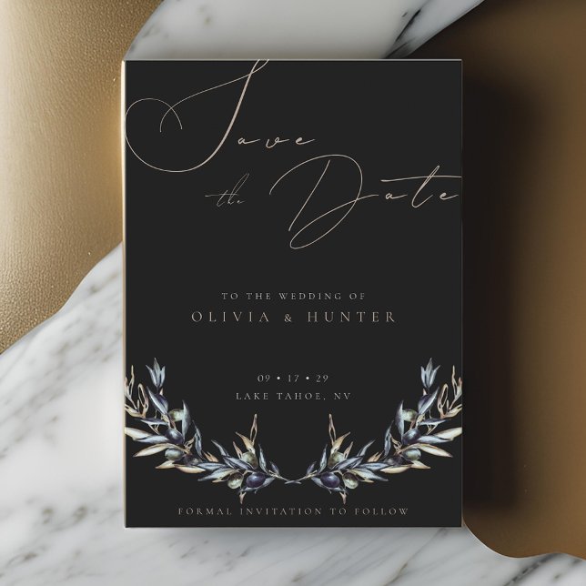 Watercolor Olive Branch Wedding Enregistrer la car (Créateur téléchargé)