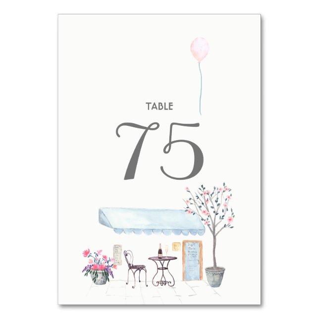 Watercolor Paris Mariage Numéro de table (Par défaut)