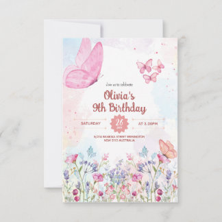 Watercolor Pastel Butterfly Invitation (3.5"x5")
