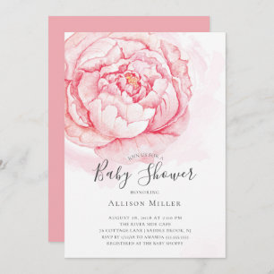 Watercolor Peonies Baby shower Invitation